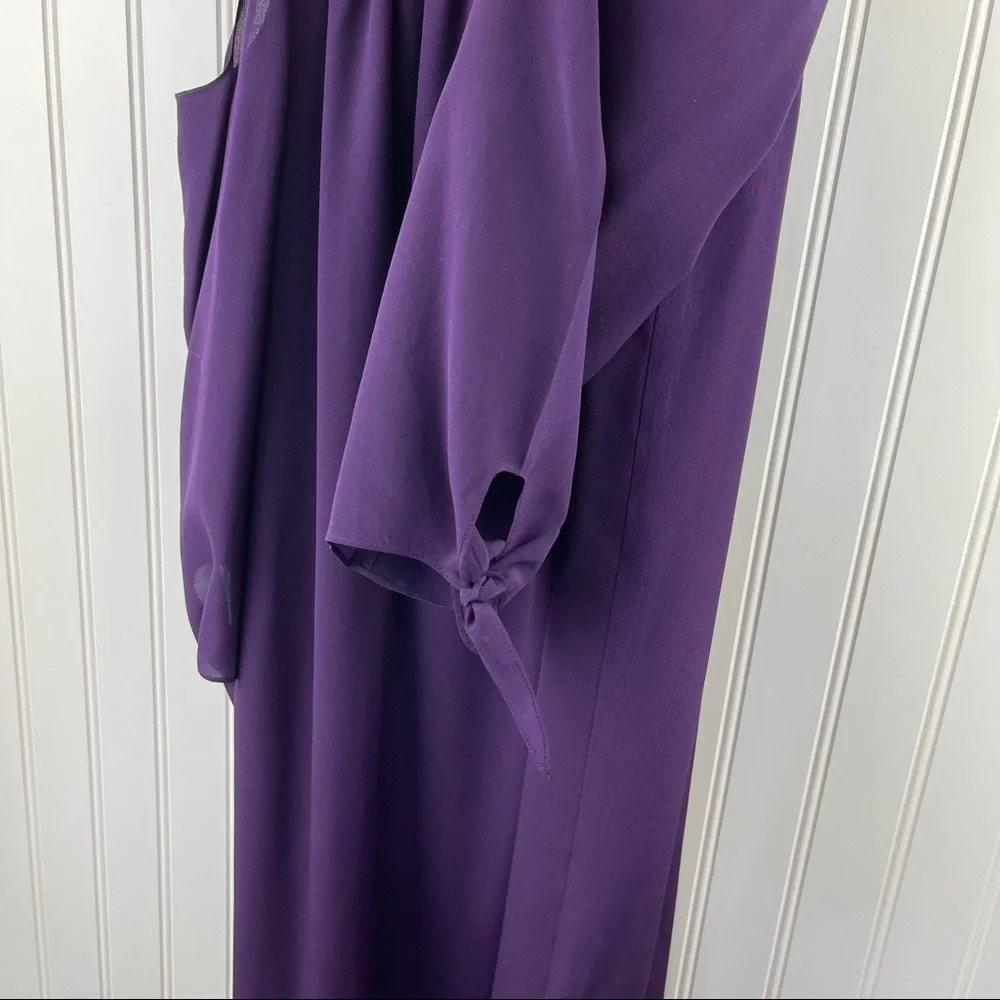Madewell Silk Tie Sleeve Cold Shoulder Shift Dress Purple F9142 Size 6